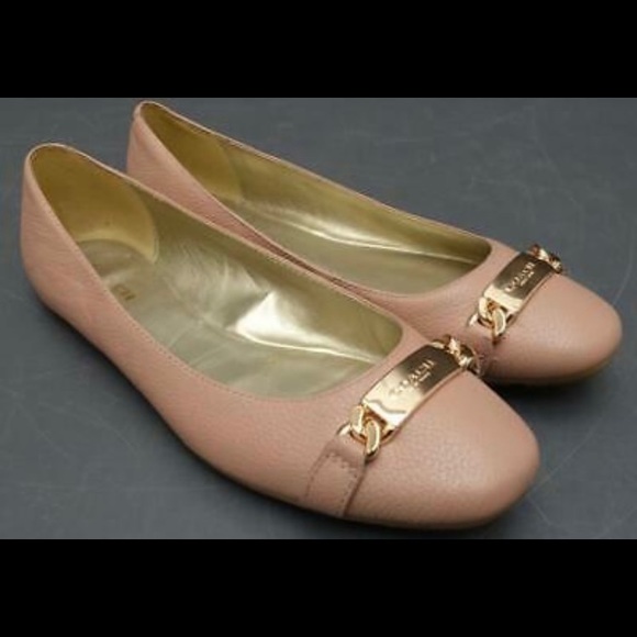 Coach Bianca blush leather flats with gold size 8